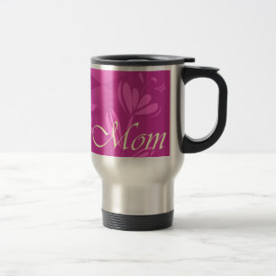O rosa floresce a caneca de viagem da mamã do