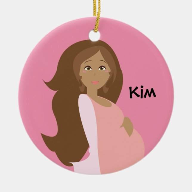 O rosa Mamã-à-Está ornamento - personalizado (Frente)