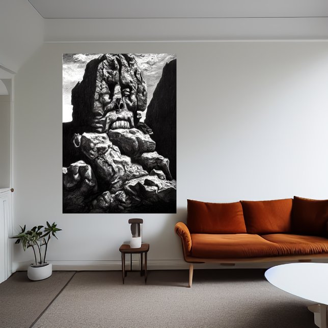 O rosto na montanha | AI Art Poster (Criador carregado)