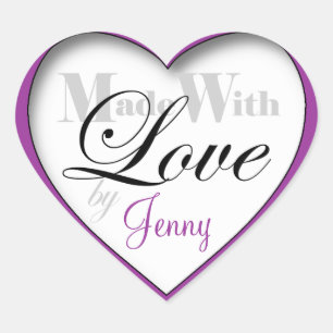 O roxo "fez com amor por etiquetas do coração do