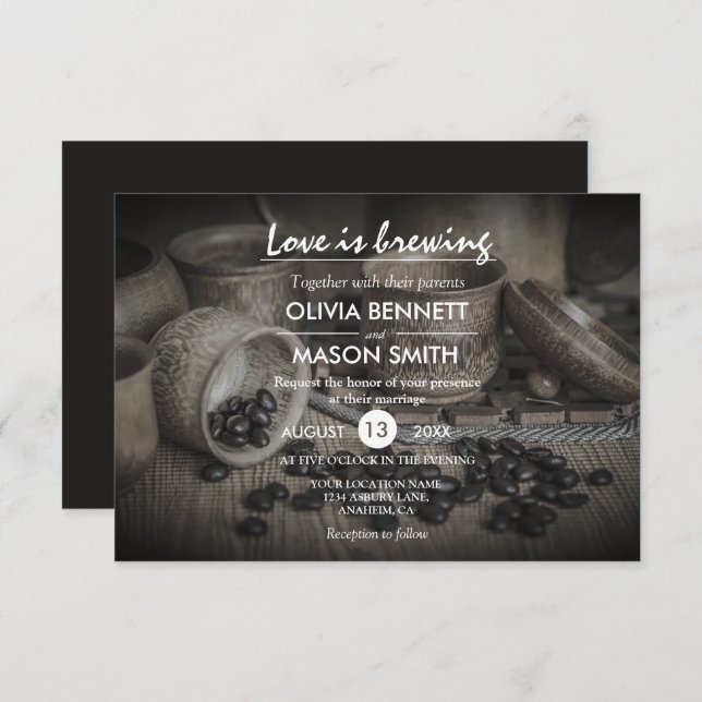 O Rustic Coffee Bean-Love está a criar um cartão d (Frente/Verso)