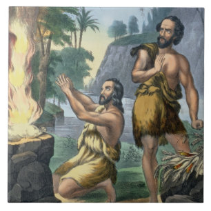 O sacrifício de Cain e de Abel, de um impressão