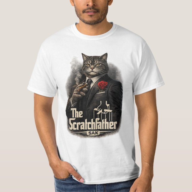 O Scratchfather | Camiseta Paródia de Gato Mafioso (Frente)