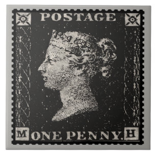 O selo postal do preto da moeda de um centavo
