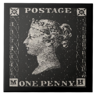 O selo postal do preto da moeda de um centavo