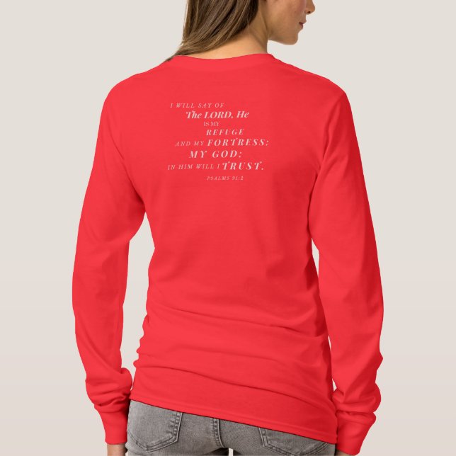 O Senhor é o meu refúgio Camisa de Manga Longa das (Verso)