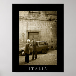 O sepia italiano da cena da rua e o poster preto