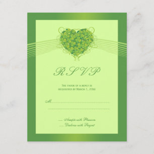 O shamrock verde apaga coração casamento RSVP