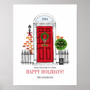 O sinal vermelho do poster da porta do Natal do