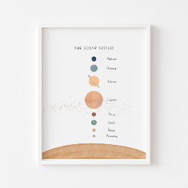 O sistema solar boho poster educacional