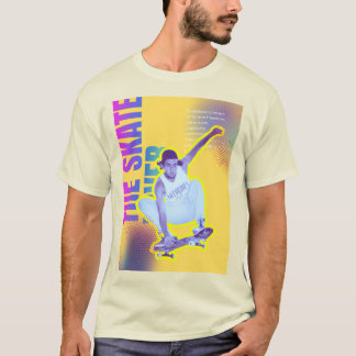 O Skate - Camisa T de cor básica do creme masculin
