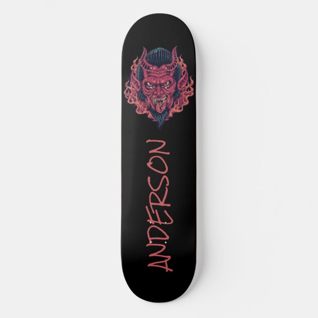 O skate personalizado do demônio vermelho (Frente)