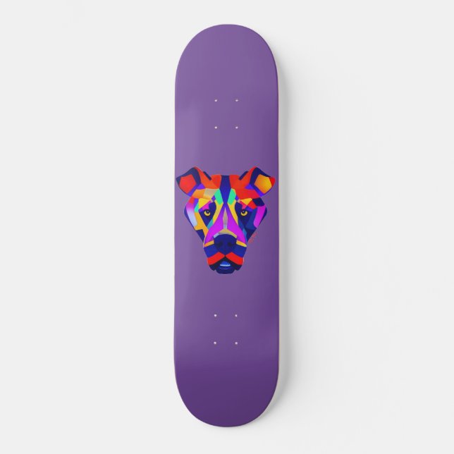 O skate roxo do Cachorro de Alexander (Frente)