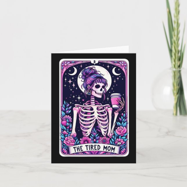 O Skeleton do Cartão Tarot da Mãe Cansado (Frente)