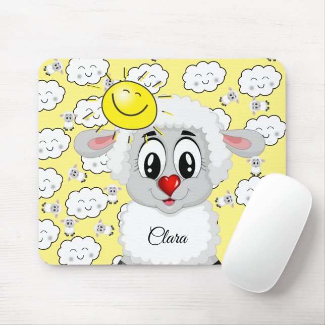 O Sol Ovina Nuvens Pad Amarelo De Mouse! Mousepad (Com mouse)
