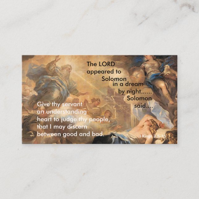 O sonho de Soloman - cartão pequeno da oração (Frente)