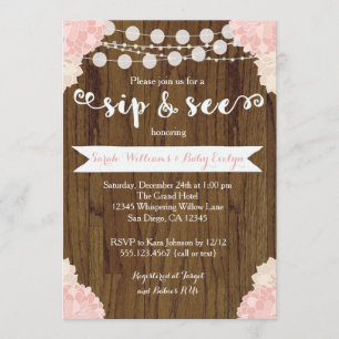 O sorvo rústico floral cor-de-rosa e vê o convite