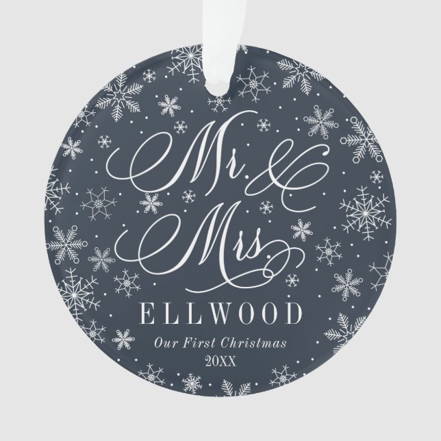 O Sr. e a Sra. Newlywing Primeiro Ornamento de Fot (Frente)