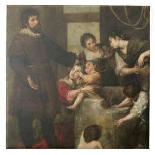 O St. Isidoro salvar uma criança que caia em um
