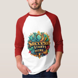 O Sucesso Começa Aqui Vibrante Camisa Motivacional