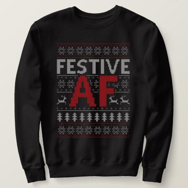 O suéter feio de Natal FESTIVE AF (Frente do Design)