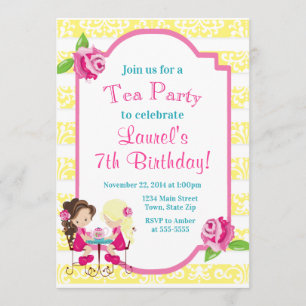 O tea party do convite do aniversário do tea party