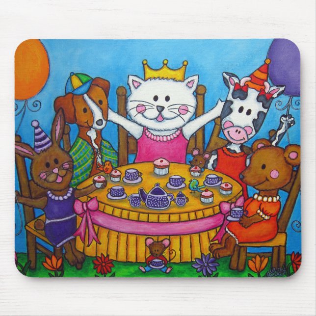 O tea party pequeno Mousepad (Frente)
