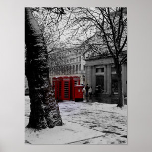 O telefone vermelho encaixota o poster