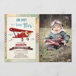 O tempo do convite do aniversário do avião voa o