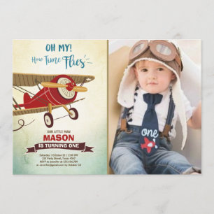 O tempo do convite do aniversário do avião voa o