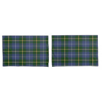 o travesseiro encaixota   a xadrez de Tartan azul