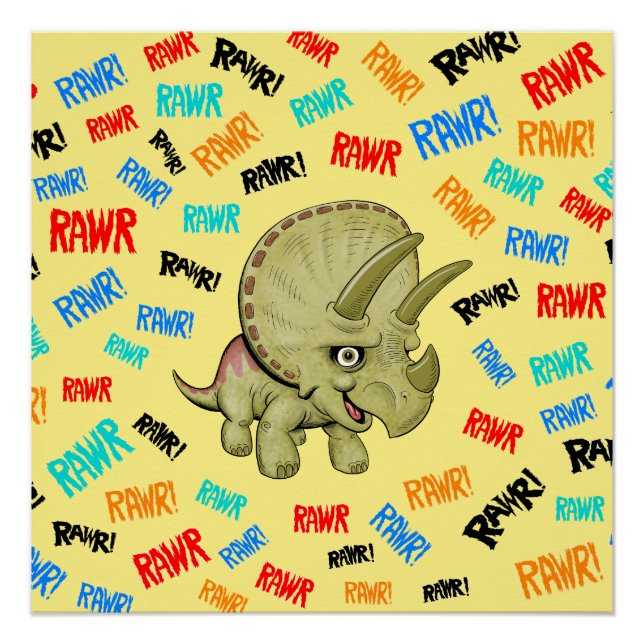 O Tricerátopo diz "Rawr!" Pôster (Frente)