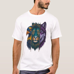 O Trio Selvagem Vibrante 🐾   Camiseta Masculina