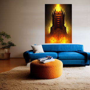 O trono no Inferno AI Art Poster