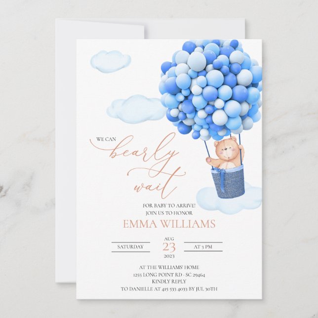 O Urso de Convite ao chá de fraldas Podemos Espera (Frente)