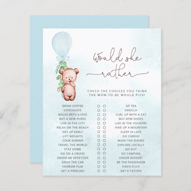 O Urso De Teddy Do Chá de fraldas De Jogo Da Mamãe (Frente/Verso)