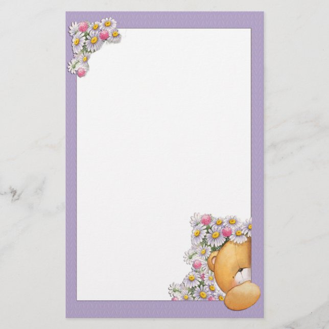 O urso de ursinho floresce artigos de papelaria (Frente)