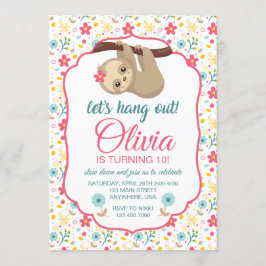 O Vamos De Convite De Aniversário Da Flor Sloth Sa