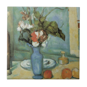 O Vaso Azul (Flores e Frutas) por Paul Cezanne