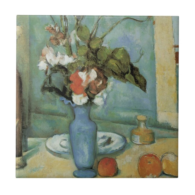 O Vaso Azul (Flores e Frutas) por Paul Cezanne (Frente)