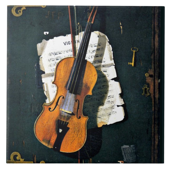 O Velho Violino, pintura de arte, (Frente)