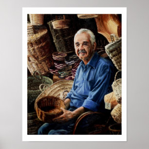 O vendedor delicado da cesta - poster limitado