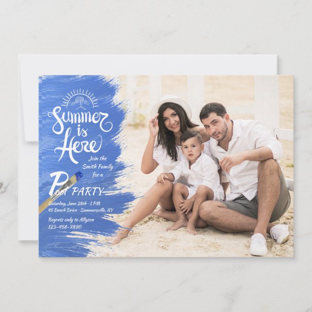 O verão está aqui convite da foto (Frente)