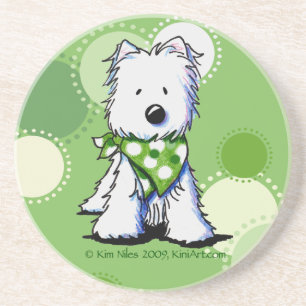 O verde pontilha a porta copos do cão de Westie