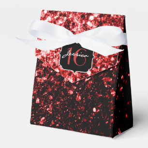 O vermelho bonito sparkles caixa do favor do doce