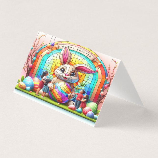 O Vidro Da Mancha Do Coelho Da Páscoa Da Abstrato (Frente)