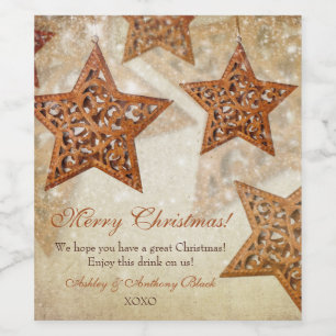 O vinho personalizado do Natal etiqueta   estrelas