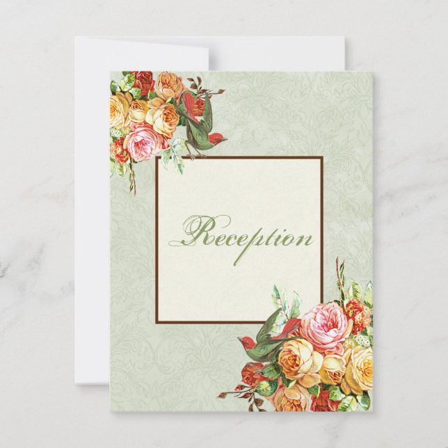 O vintage aumentou cartão do convite da recepção (Frente)