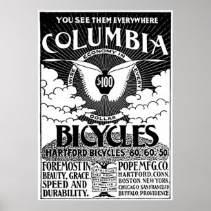 O vintage Colômbia Bicycles o poster da propagand