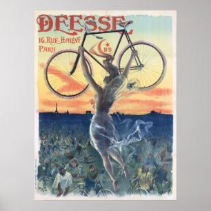 O vintage Deesse dá um ciclo a menina de poster d